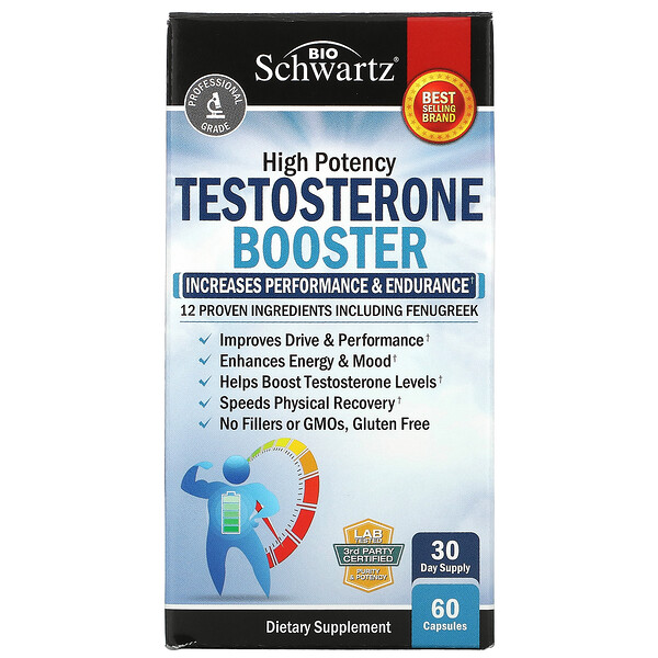 High Potency Testosterone Booster, 60 Capsules