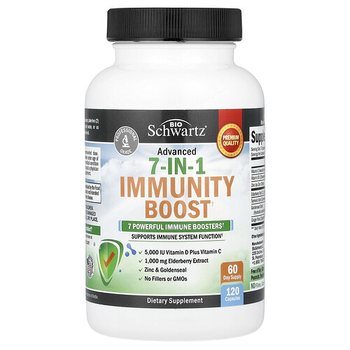 BioSchwartz, Advanced 7-In-1 Immunity Boost, unterstützt die Funktion des Immunsystems, 120 Kapseln