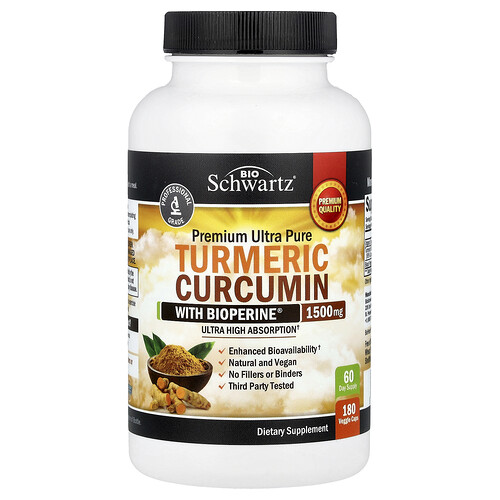 BioSchwartz , Premium Ultra Pure, Turmeric Curcumin With Bioperine®, 180 Veggie Caps