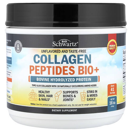 Bioschwartz Collagen Peptides Bio+, Unflavored, 16 oz (454 g)