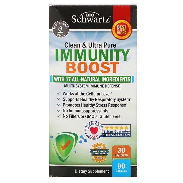 BioSchwartz, Clean & Immunity Boost, поддержка иммунитета, 90 капсул