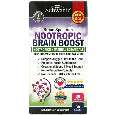 BioSchwartz Broad Spectrum Nootropic Brain Boost, 30 Capsules