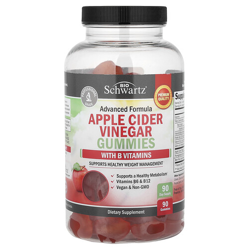 BioSchwartz, Apfelessig-Gummis mit B-Vitaminen, 90 Gummis