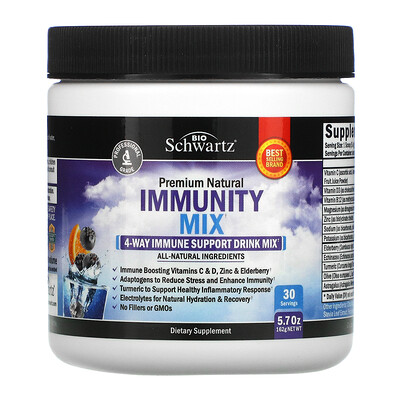 BioSchwartz Premium Natural Immunity Mix, 4-Way Immune Support Drink Mix, 5.7 oz (162 g)