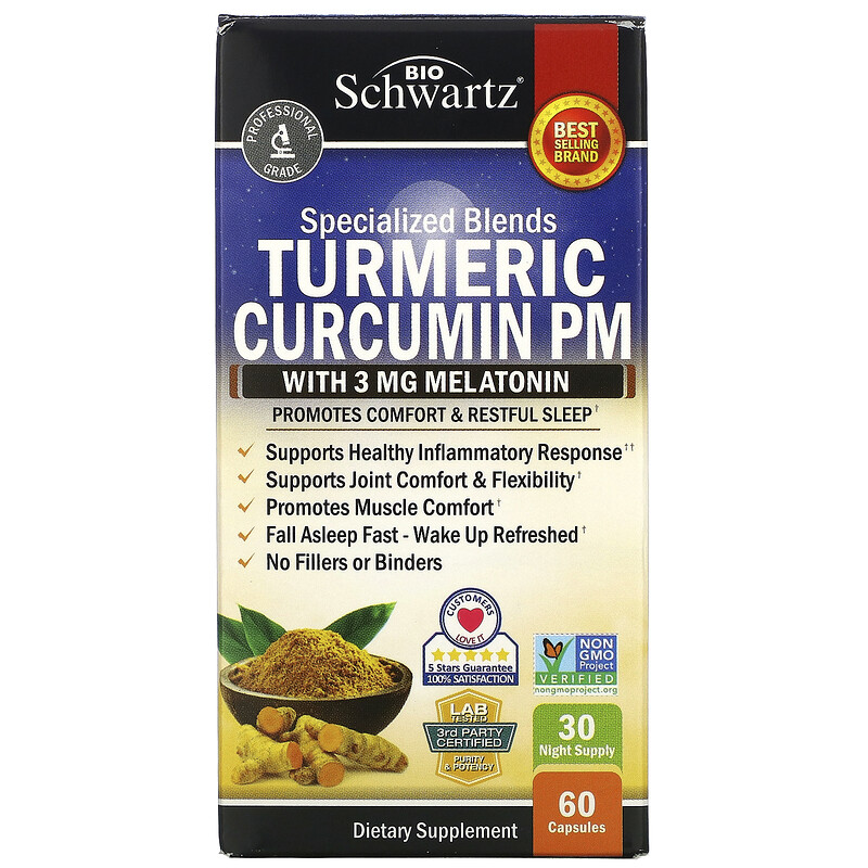 BioSchwartz, Turmeric Curcumin PM with Melatonin, 60 Capsules iHerb