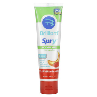 Baby Buddy, Briljante, Spry, Tandgel met Xylitol, 3+ Maanden, Aardbei-Banaan, 2 fl oz (60 ml)