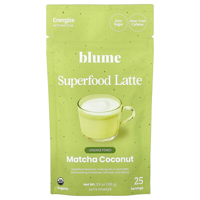 Blume, Latte de superalimentos, Matcha y coco, 100 g (3,5 oz)