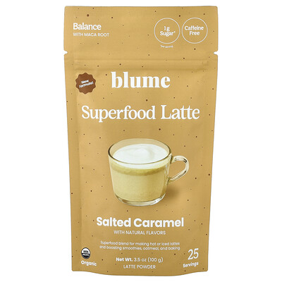 Blume , Superfood Latte, Salted Caramel, Caffeine Free, 3.5 Oz (100 G)