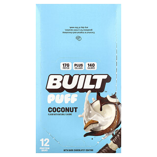 Built, Soufflés, Barres protéinées, Noix de coco, 12 barres, 40 g pièce