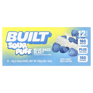 بيلت‏, Sour Puff ™ ، ألواح بروتين ، Blue Razz Blast ، 12 لوحًا ، 1.45 أونصة (41 جم) لكل لوح