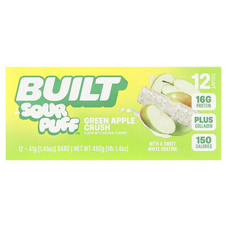 بيلت‏, Sour Puff ™ ، ألواح بروتين ، مسحوق التفاح الأخضر ، 12 لوحًا ، 1.45 أونصة (41 جم) لكل لوح
