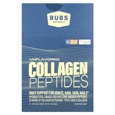 Product Image for BUBS Naturals, Collagen Peptides, Unflavored, 20 Packets, 0.35 oz (10 g) Each