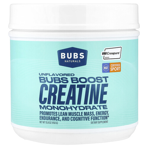 Bubs Naturals Bubs Boost Creatine Monohydrate, Unflavored, 15.9 oz (450 g)