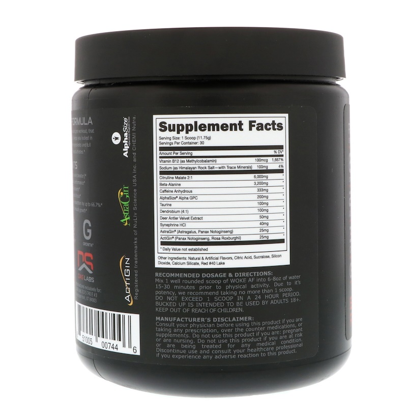 Bucked Up, Woke AF, PreWorkout, Blood Raz, 12.43 oz (352