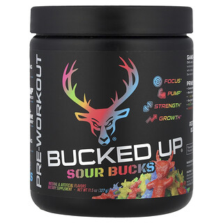 Bucked Up, Pre-antrenament, Sour Bucks, Sour Gummy Candy, 11,5 oz (327 g)
