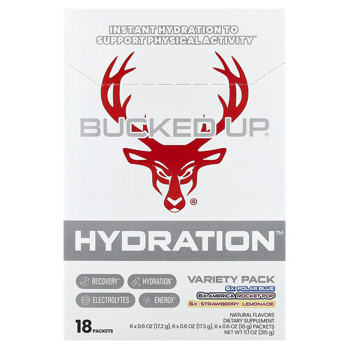 Bucked Up Hydration™ Variety Pack, 18 Packets, 11.1 oz (315 g)