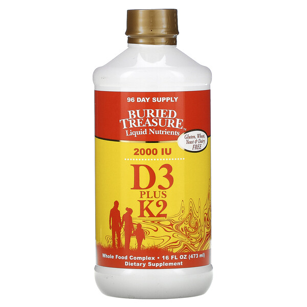 жидкие питательные вещества, витамины D3 и K2, 2000 МЕ, 473 мл (16 жидк. унций)