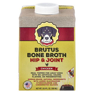 Brutus Bone Broth, 髖和關節，成年狗專用，雞肉味，16.9 液量盎司（500 毫升）