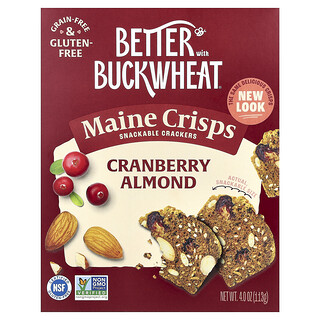 Better with Buckwheat, Maine Crisps Snackable Crackers, żurawina z migdałami, 113 g