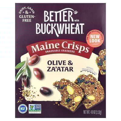 Product Image for Better with Buckwheat, Maine Crisps Snackable Crackers, Olive & Za'atar, 4 oz (113 g)