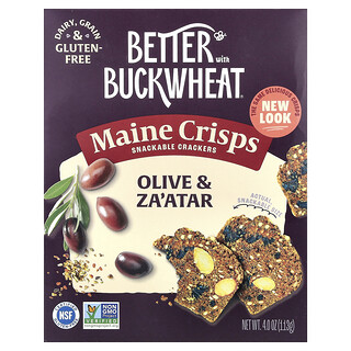 Better with Buckwheat, Maine Crisps, Biscuits à grignoter, Olive et zaatar, 113 g