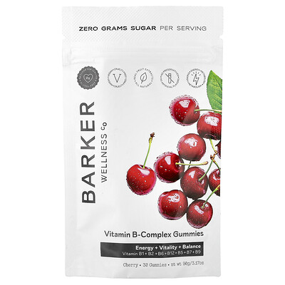 Product Image for Barker Wellness Co, Vitamin B-Complex Gummies, Cherry, 30 Gummies