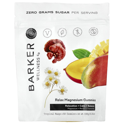 iHerb: Barker Wellness Co, Relax Magnesium Gummies, Magnesium-Fruchtgummis zur Entspannung, tropische Mango, 60 Fruchtgummis (Review)