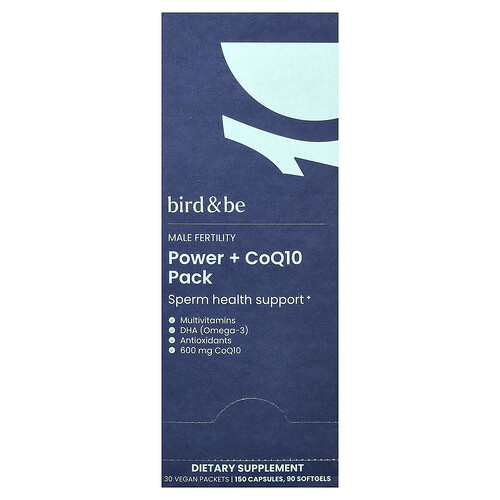 Bird and Be, Male Fertility Power + CoQ10 Pack, 30 Vegan Packets