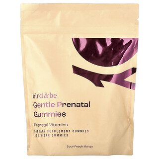 Bird and Be, Gommes prénatales douces, Acide pêche et mangue, 120 gommes véganes