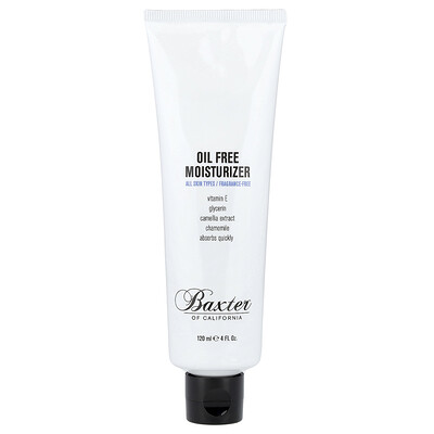 Baxter of California, Oil Free Moisturizer, All Skin Types, Fragrance-Free, 4 fl oz (120 ml)