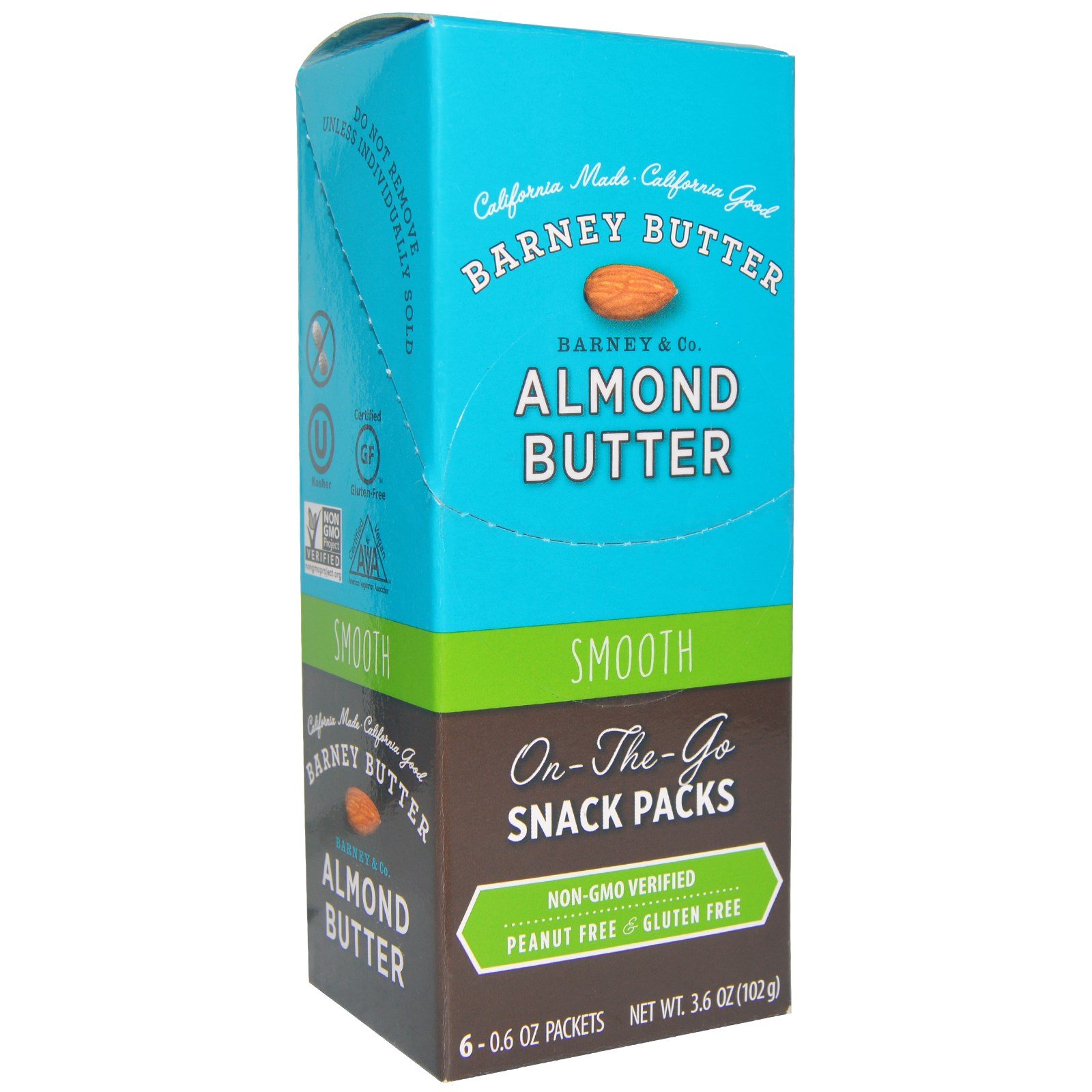 Barney Butter, Almond Butter, On the Go Snack Pack, Smooth, 6 Packets