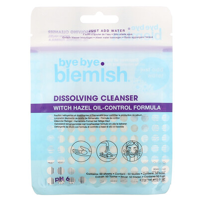 Bye Bye Blemish Dissolving Cleanser, 50 Sheets, 0.01 oz (0.3 g)