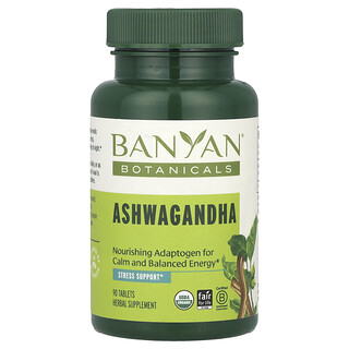 Banyan Botanicals, Ashwagandha, 90 comprimidos (500 mg por comprimido)