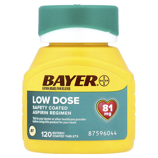 Bayer, Rejimen Aspirin Bersalut Keselamatan, Dos Rendah, 81 mg, 120 Tablet Bersalut Enterik
