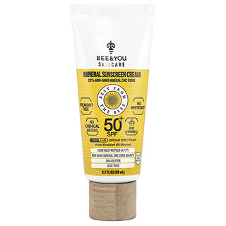 Bee & You, Минеральный солнцезащитный крем, SPF 50+, 80 мл (2,7 жидк. Унции)