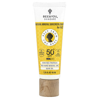 Bee & You, 天然矿物质抗晒霜，面部，50+ SPF，1.35 液量盎司（40 毫升）