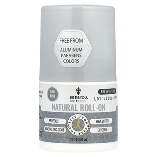 Bee & You, Natural Roll-On, For Men, Fresh Active, 1.7 fl oz (50 ml)