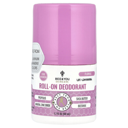Bee & You Roll-On Deodorant, For Women, Floral, 1.7 fl oz (50 ml)