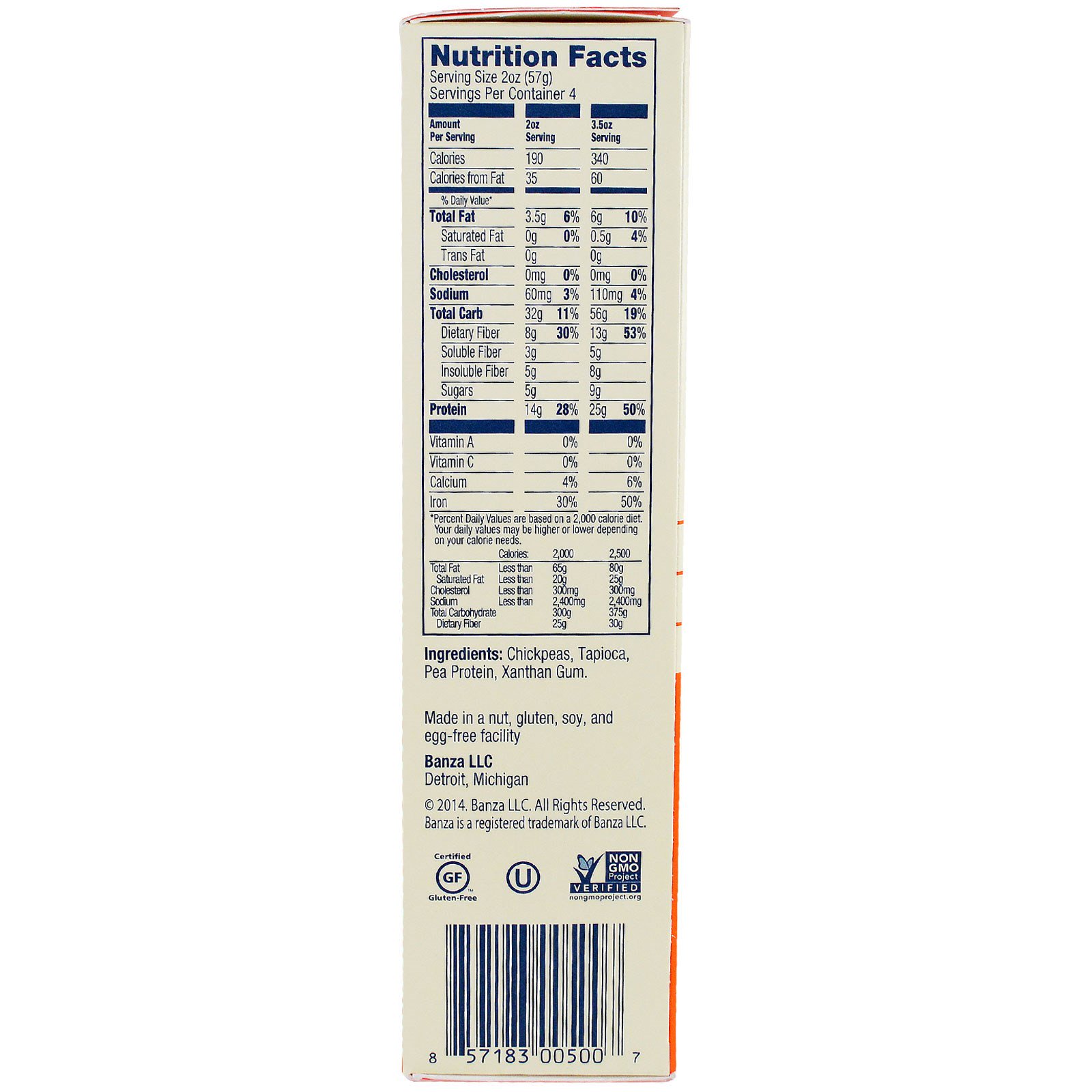 Banza Penne Pasta Nutrition Facts Nutrition Pics