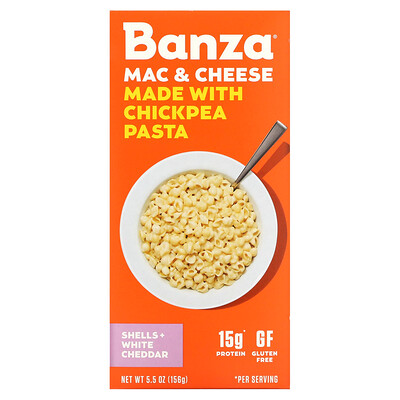 

Banza, Mac & Cheese, Shells + White Cheddar, 5.5 oz (156 g)