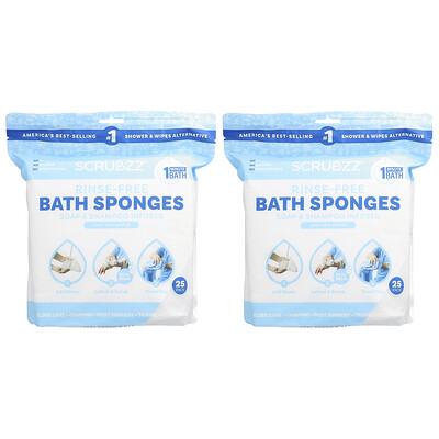 Scrubbzz, Esponjas de baño sin enjuague, 50 esponjas
