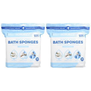 Scrubzz, Rinse-Free Bath Sponges, 50 Sponges