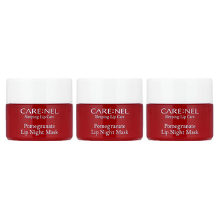 Care:Nel, Lip Night Mask Set, Pomegranate, 3 Pieces, 5 g Each