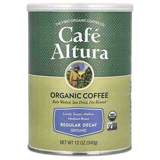 Cafe Altura, Café orgánico, Descafeinado regular, Molido, Tostado medio, 340 g (12 oz)