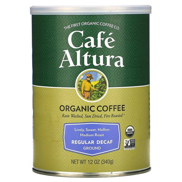 Cafe Altura, Organic Coffee, Regular Decaf, Medium Roast, Ground, 12 oz (340 g)