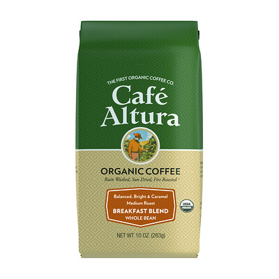 Купить Cafe Altura органический кофе, смесь для завтрака, цельные зерна, средняя обжарка, 283 г (10 унций)