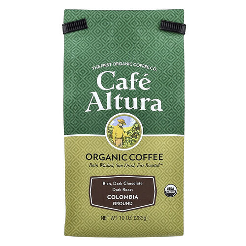 Cafe Altura, Cafea organică, Columbia, măcinată, prăjită întunecată, 10 oz (283 g)