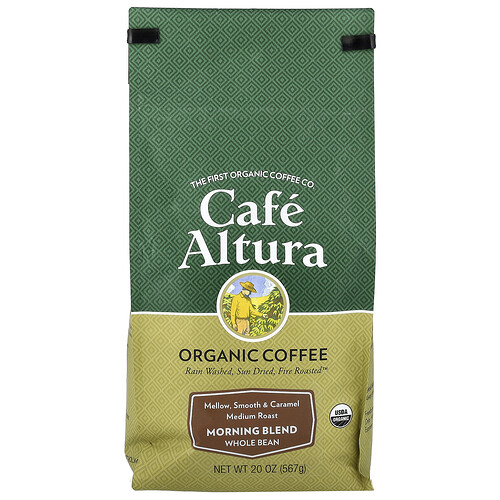 Cafe Altura Organic Coffee, Morning Blend, Whole Bean, Medium Roast, 20 oz (567 g)