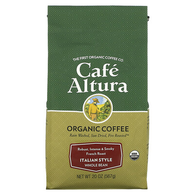 Cafe Altura органический кофе, итальянский стиль, цельные зерна, французская обжарка, 567г (20унций)