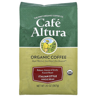 Cafe Altura, Biologische koffie, Italiaanse stijl, hele bonen, Franse branding, 567 g